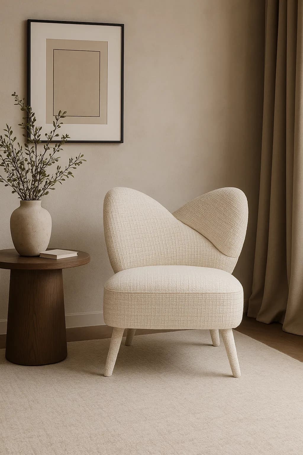 Designové křeslo Leith lounge bouclé, Béžové 7