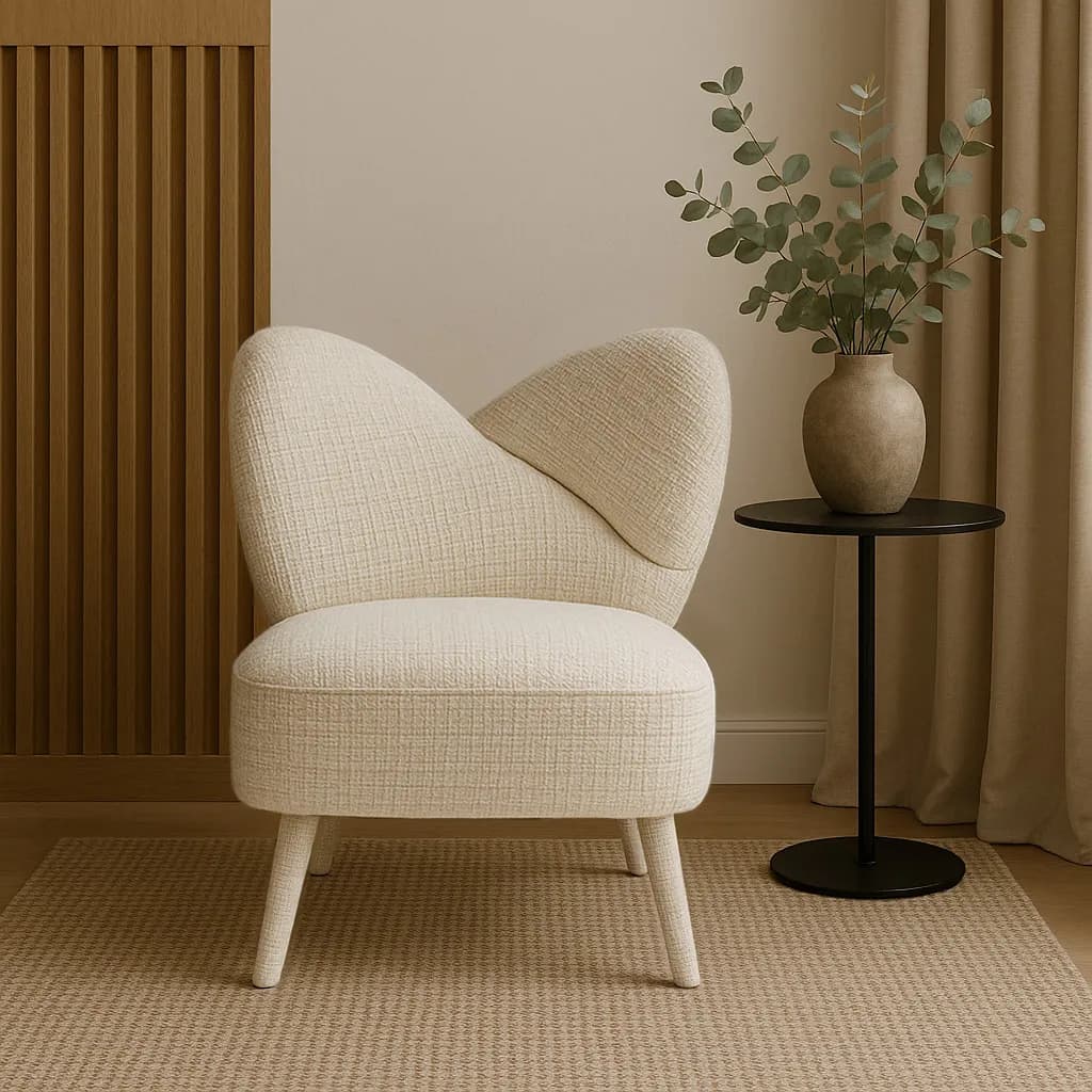 Designové křeslo Leith lounge bouclé, Béžové 9