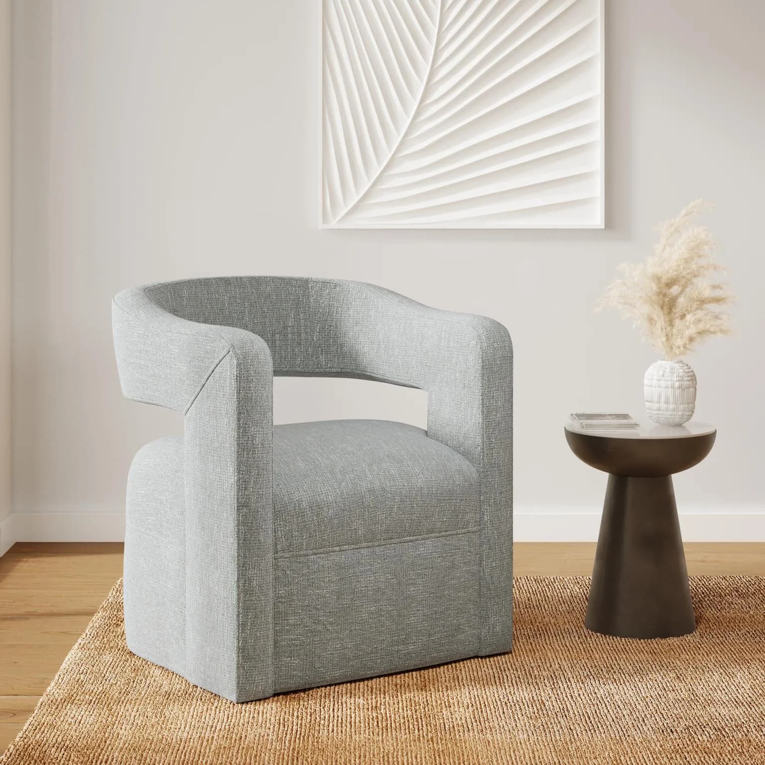 Otočné designové křeslo Leith, Šedé 7