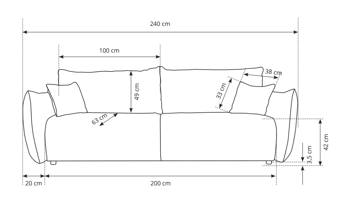 Rozkládací pohovka Allora 240 cm, Tilia 01 krémová 9