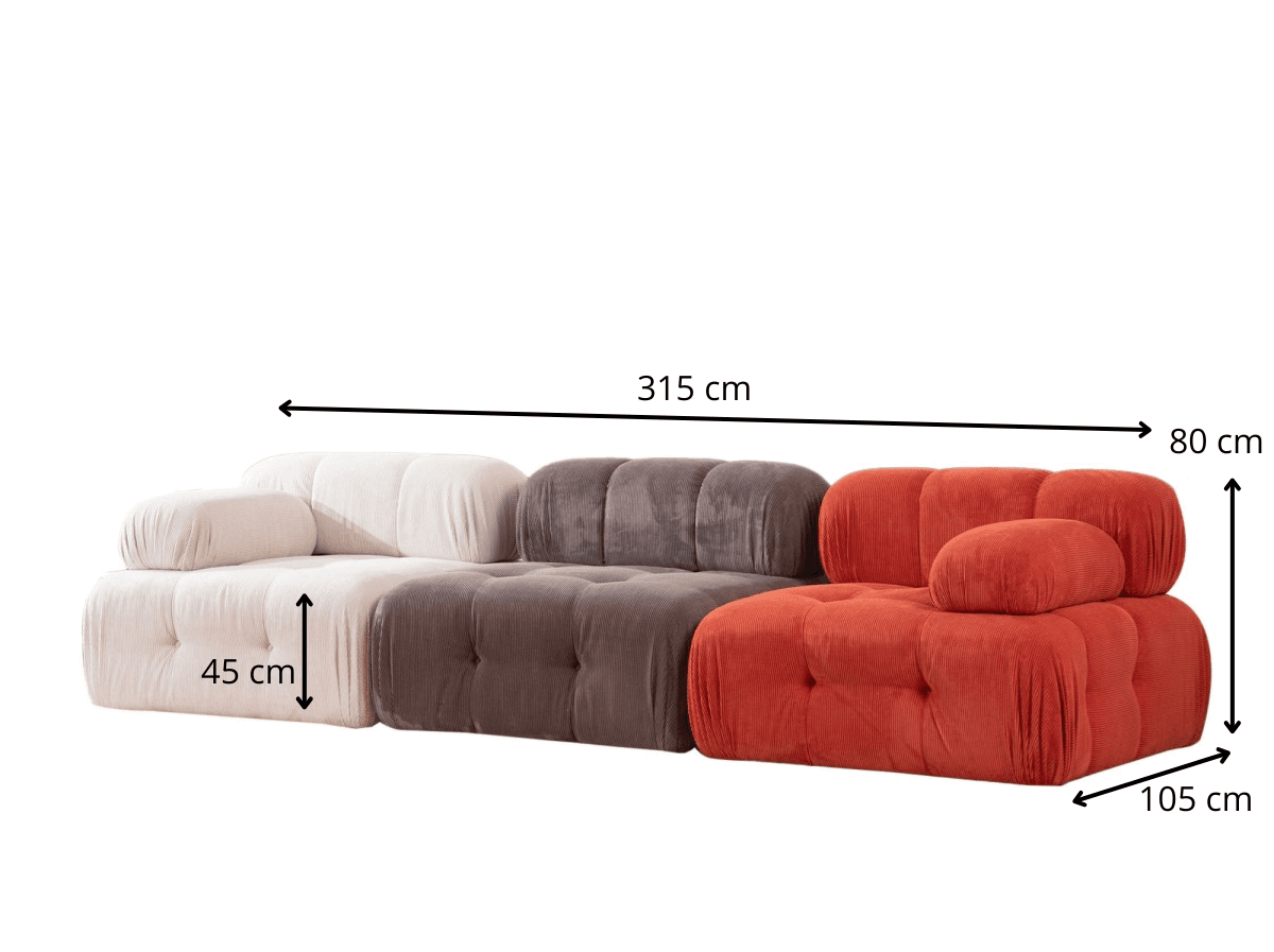 Modulová pohovka Doblo I 315 cm, Bílá/šedá/červená 4