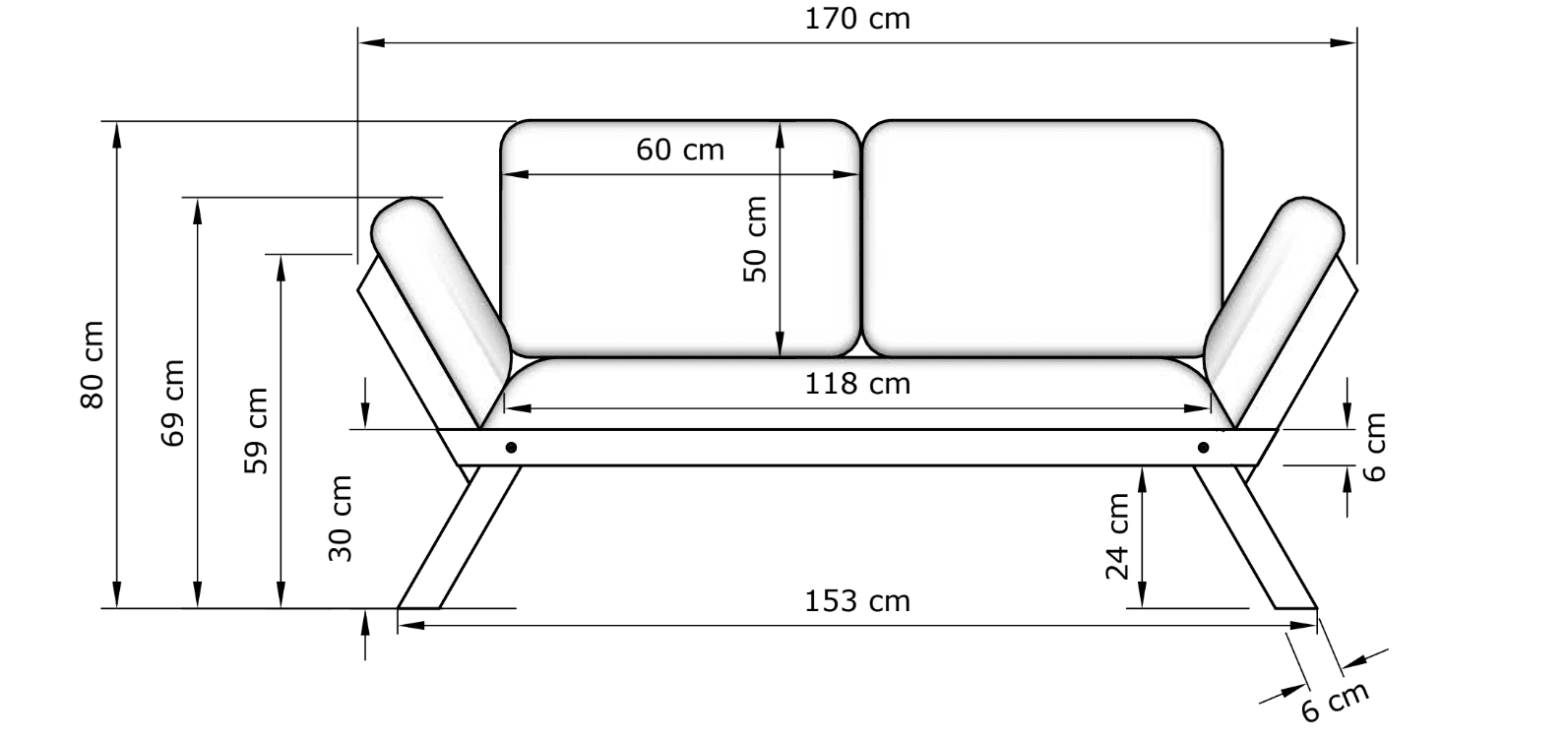 Rozkládací futonová pohovka Breezio 01 170 cm, Z masivu/béžová 7