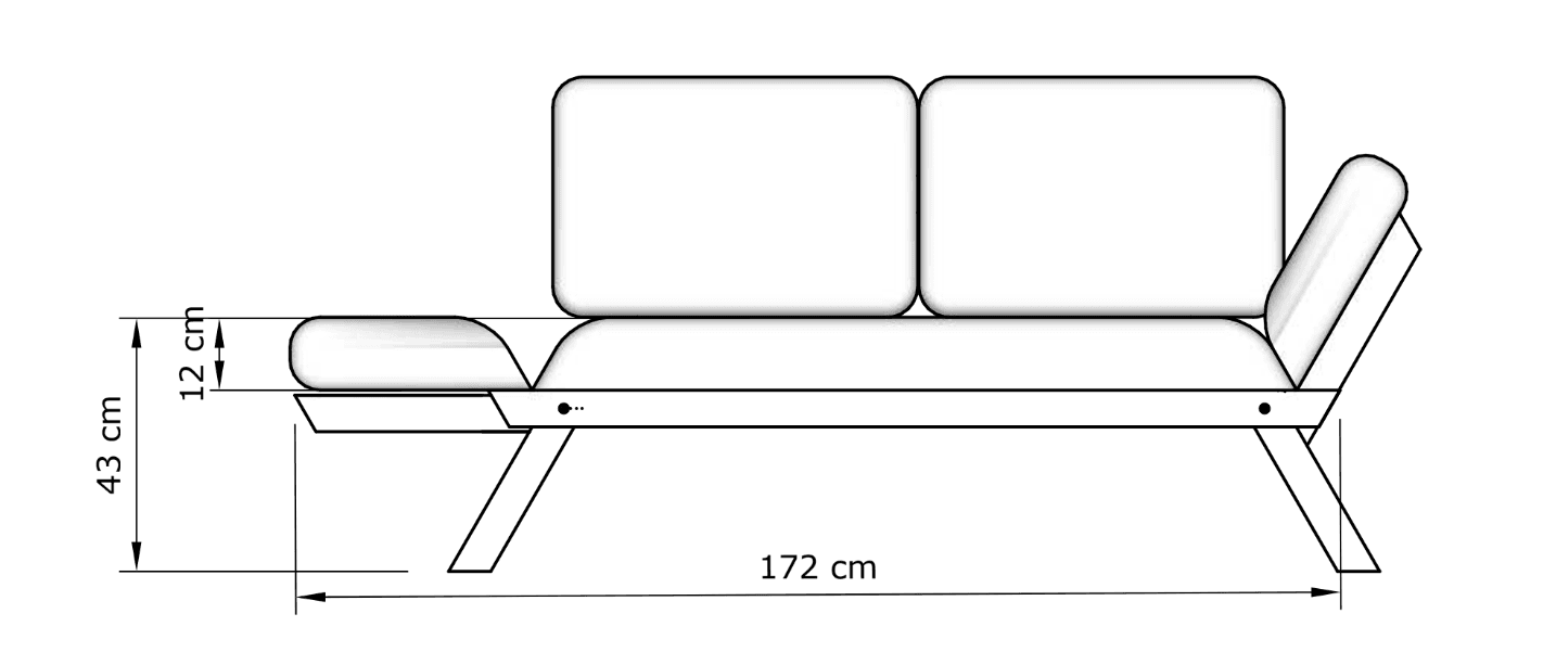 Rozkládací futonová pohovka Breezio 01 170 cm, Z masivu/béžová 8