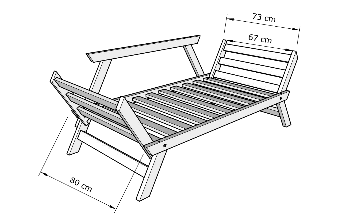 Rozkládací futonová pohovka Breezio 01 170 cm, Z masivu/béžová 10