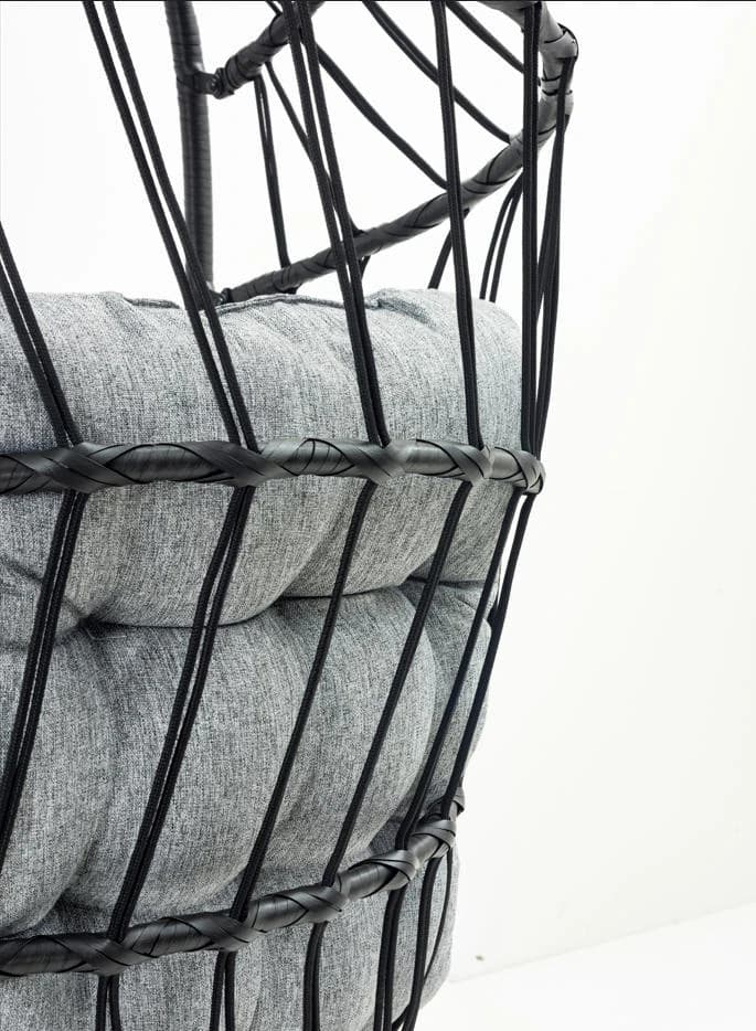 Skládací závěsné houpací křeslo Houseland Madives, Černé 10
