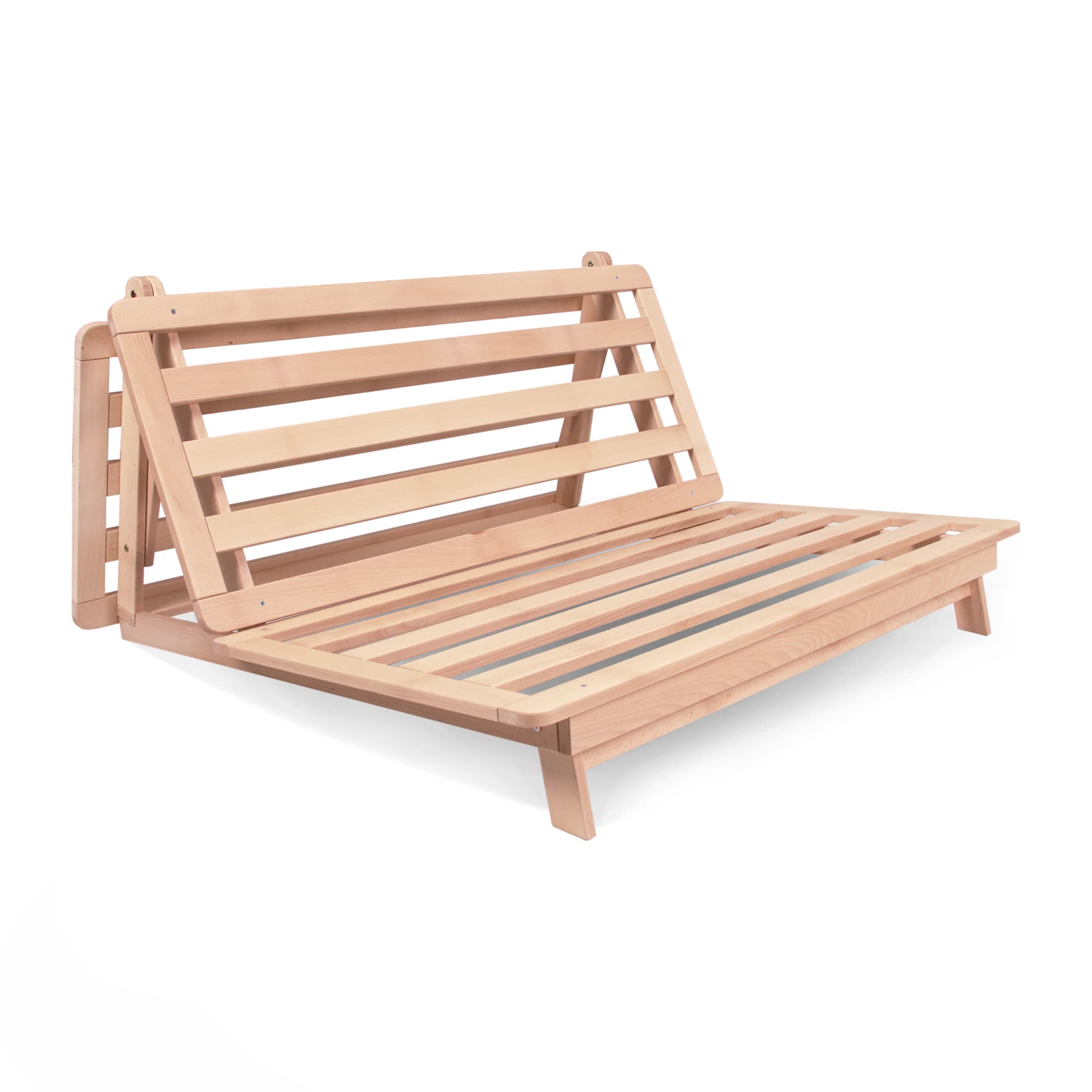Rozkládací futonová pohovka Layti 01 140 cm, Z masivu/béžová 2