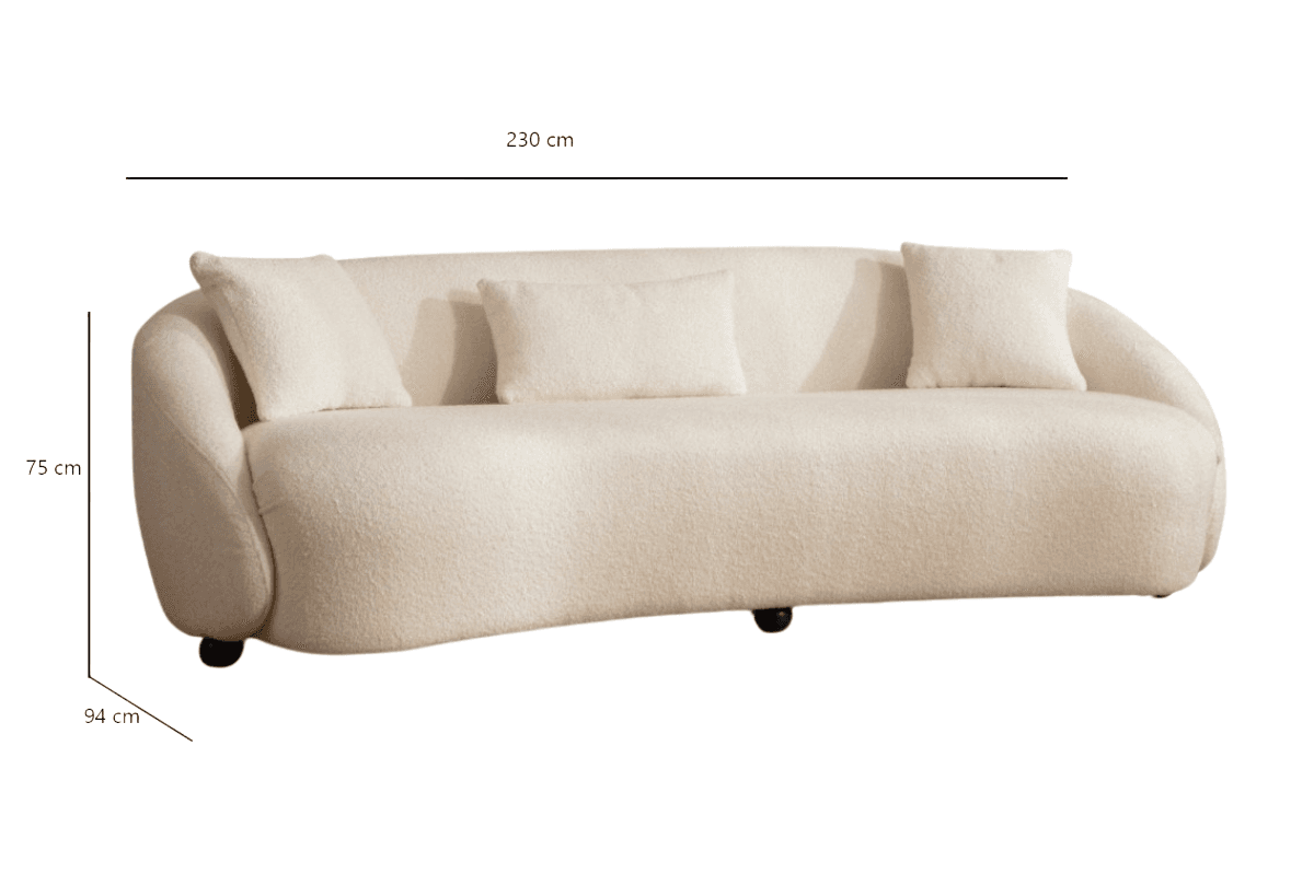 Třímístná pohovka Napoli 230 cm, Boucle krémová 7