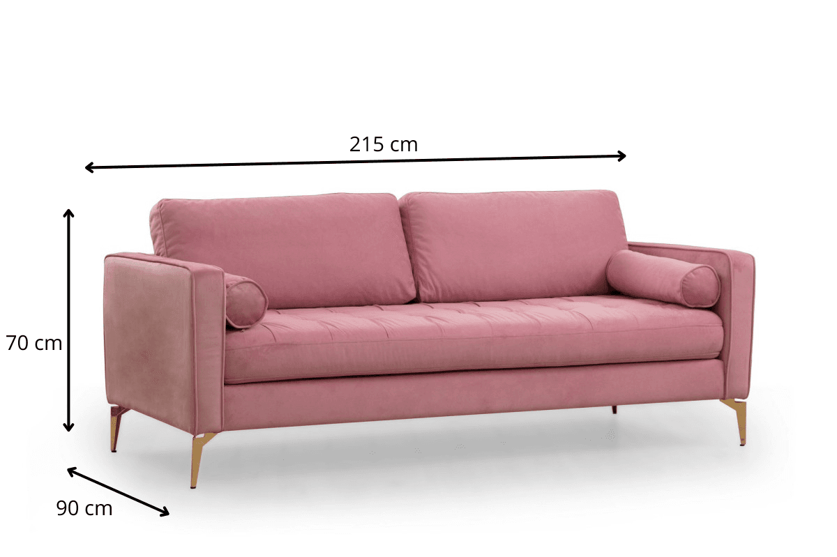 Třímístná pohovka Rome 215 cm, Růžová 9