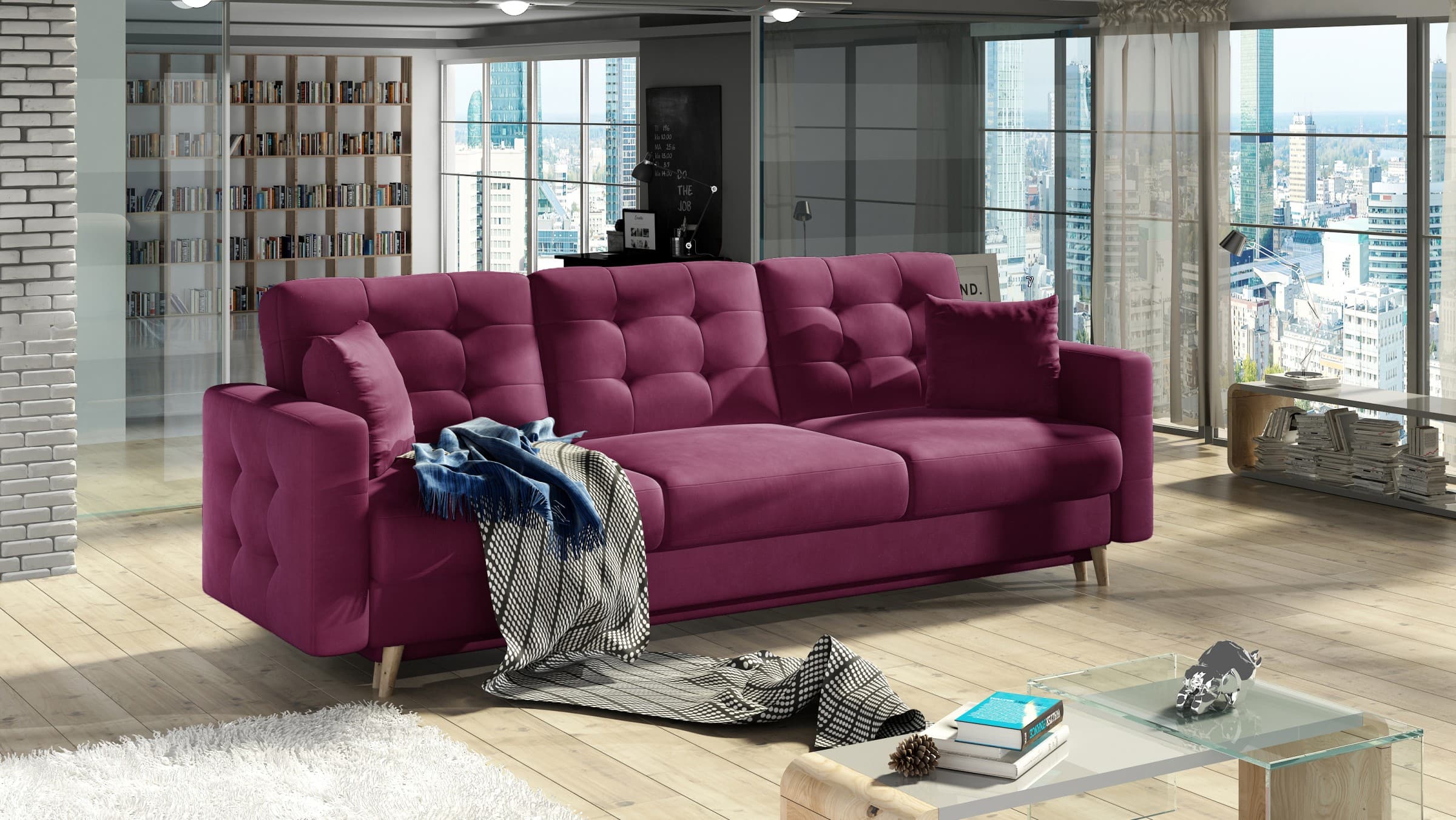 Sedací souprava Asgard 3+1 Mat Velvet 68, Vínová 7