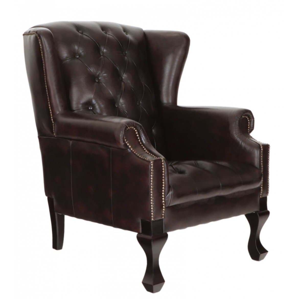 Křeslo Chesterfield Chester z hovězí kůže, Hnědá 2