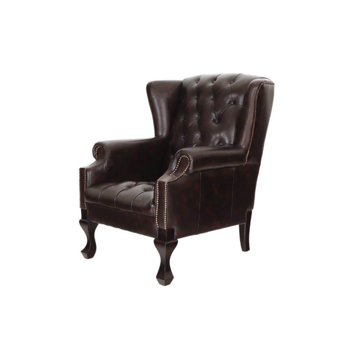 Křeslo Chesterfield Chester z hovězí kůže, Hnědá 3