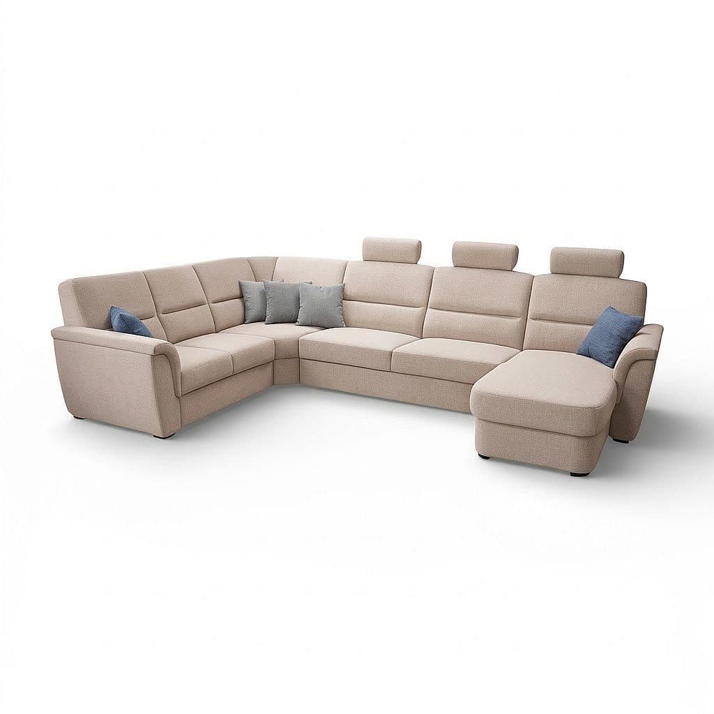 Rohová sedací souprava Samanta LUX B2U-VROH-3SRHM-DU+3x záhlavník PW 11