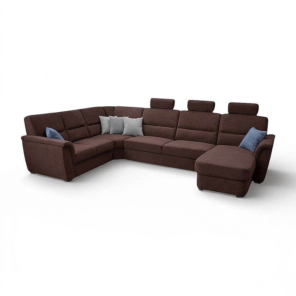 Rohová sedací souprava Samanta LUX B2U-VROH-3SRHM-DU+3x záhlavník PW 11