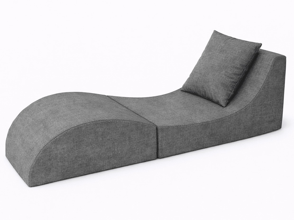 Skládací relaxační křeslo, Lehátko, Taburet, Ash