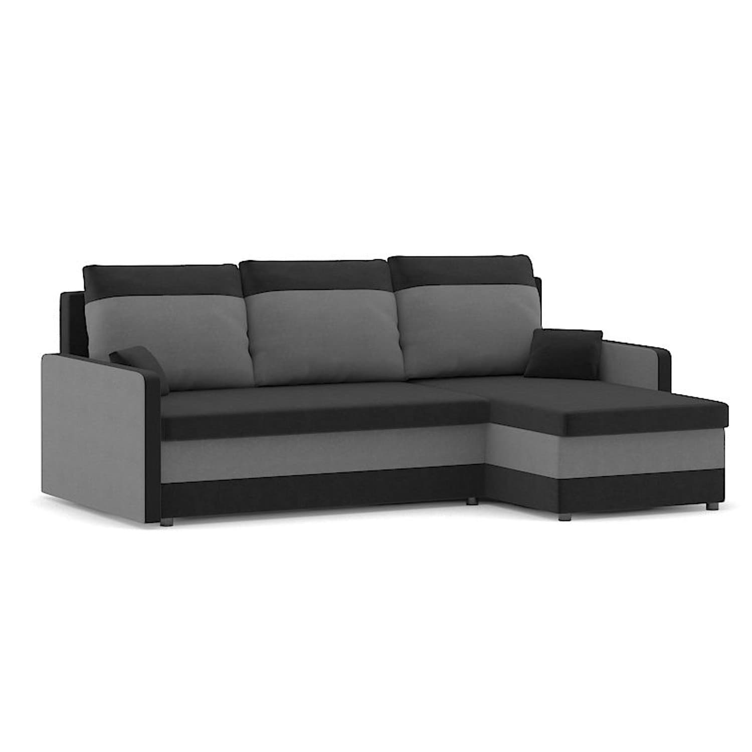 Rozkládací rohová sedací souprava Milton model 2, Černá/šedá 5