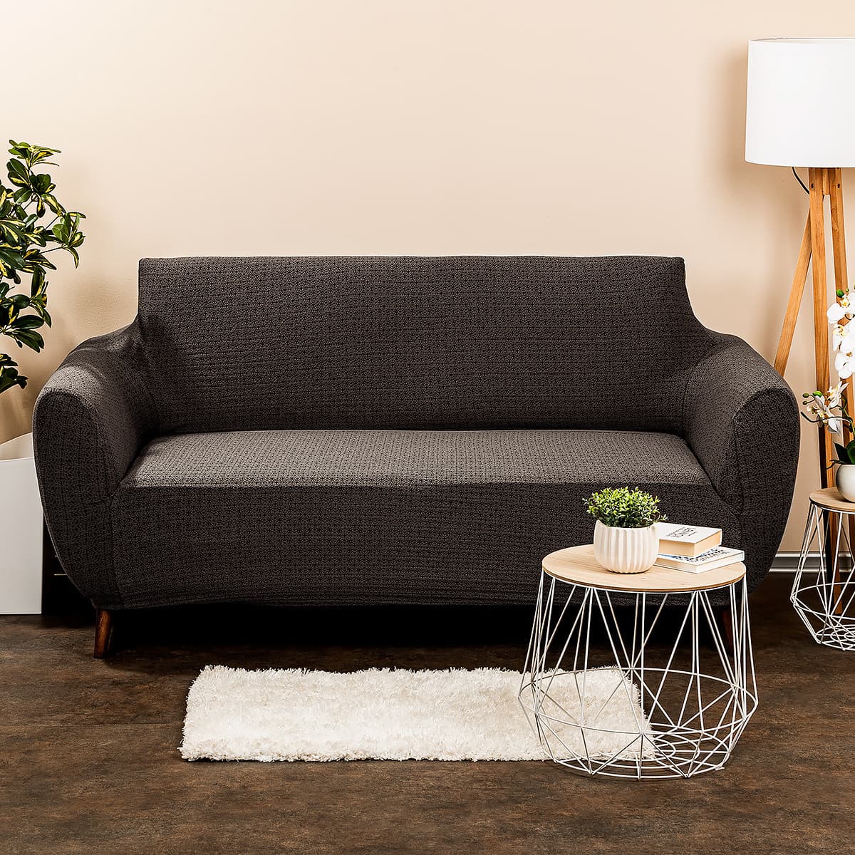Multielastický potah na dvojkřeslo Comfort Plus, 140-180 cm, Hnědá