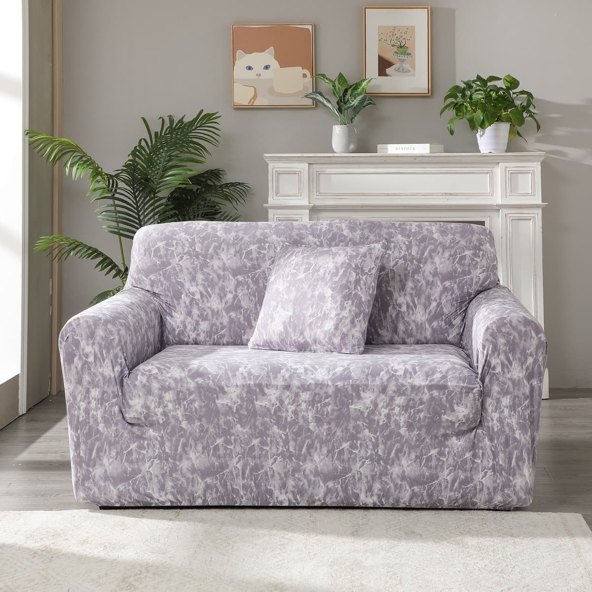 Napínací potah na křeslo Marble, 75-95 cm