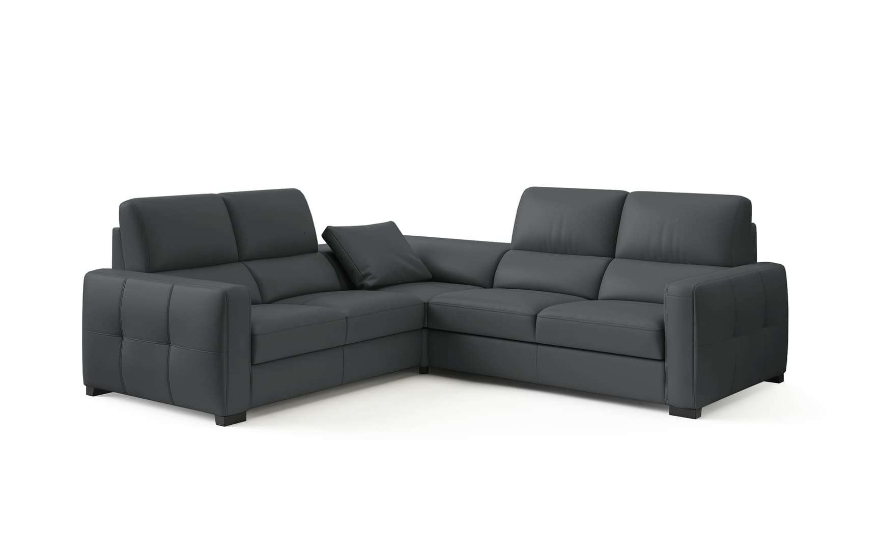 Rozkládací rohová pohovka Leonardo s funkcí spaní, nízkým rohovým prvkem a s dvojitým relaxem ele látka LEONARDO_1RF(ele)L_1RF(ele)_E(niski)_2,5FP, Šedý, levá strana