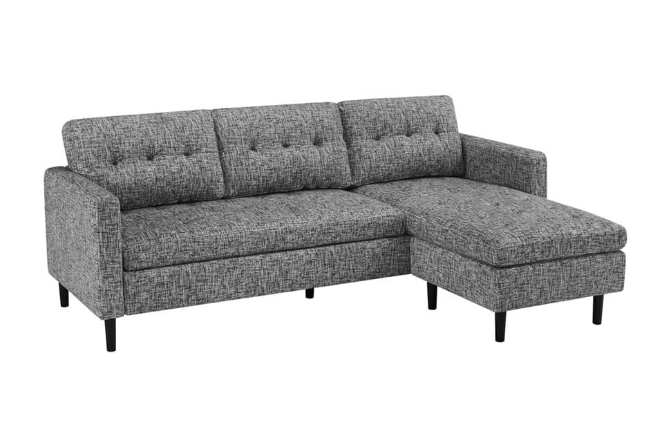 Moderní rohová třímístná sedačka Sallen s melírovaným potahem a pružinovým jádrem 220 cm, Šedým