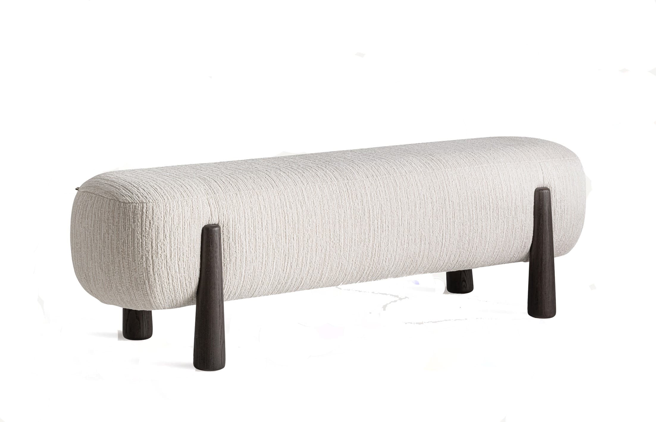 Luxusní art deco obdélníková podnožka Tirina s žinylkovým potahem a dřevěnými nožičkami 153 cm