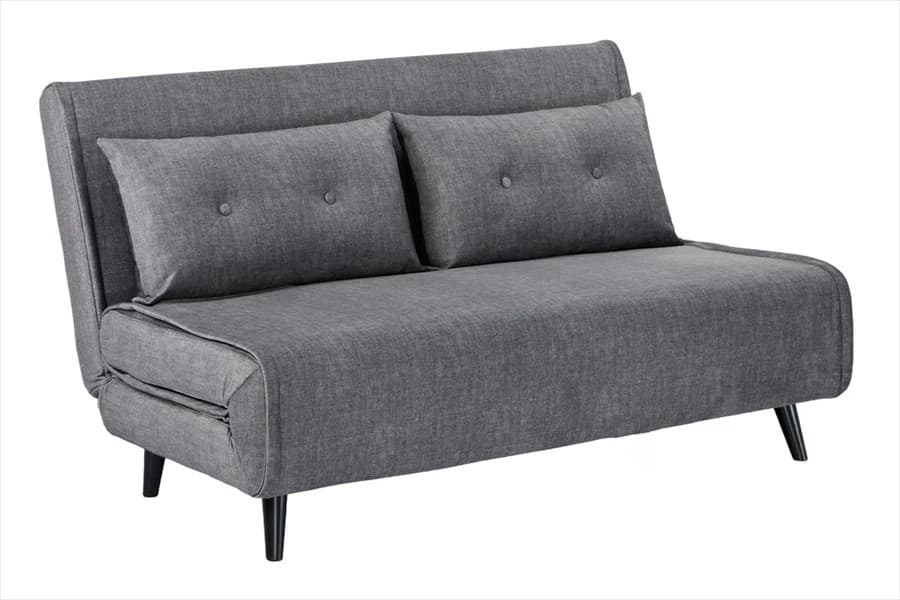 Moderní rozkládací dvousedačka Kurt s sametovým potahem a polštáři s masivním nohama 140 cm, Šedým