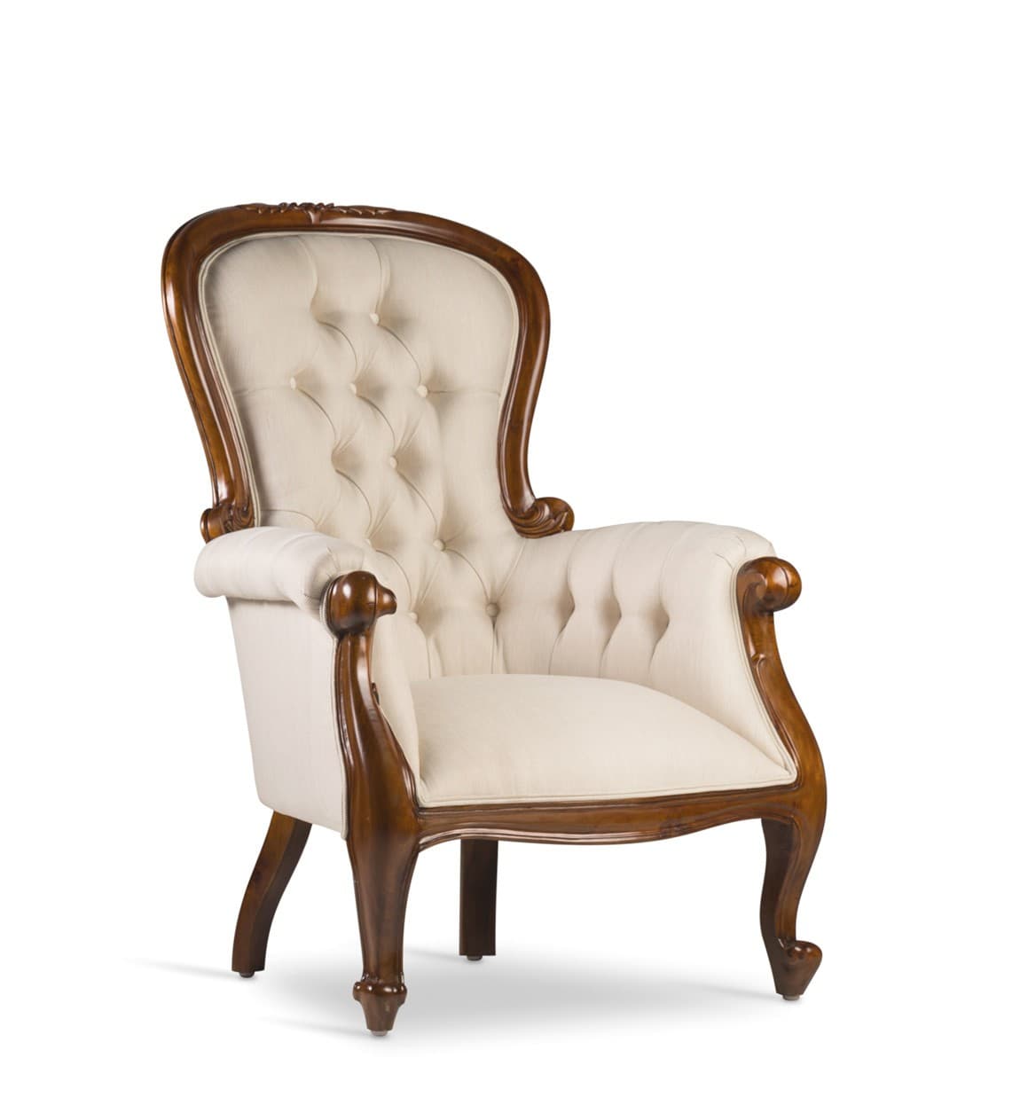 Koloniální Grandfather křeslo M-Vintage z masivu s čalouněním 107cm