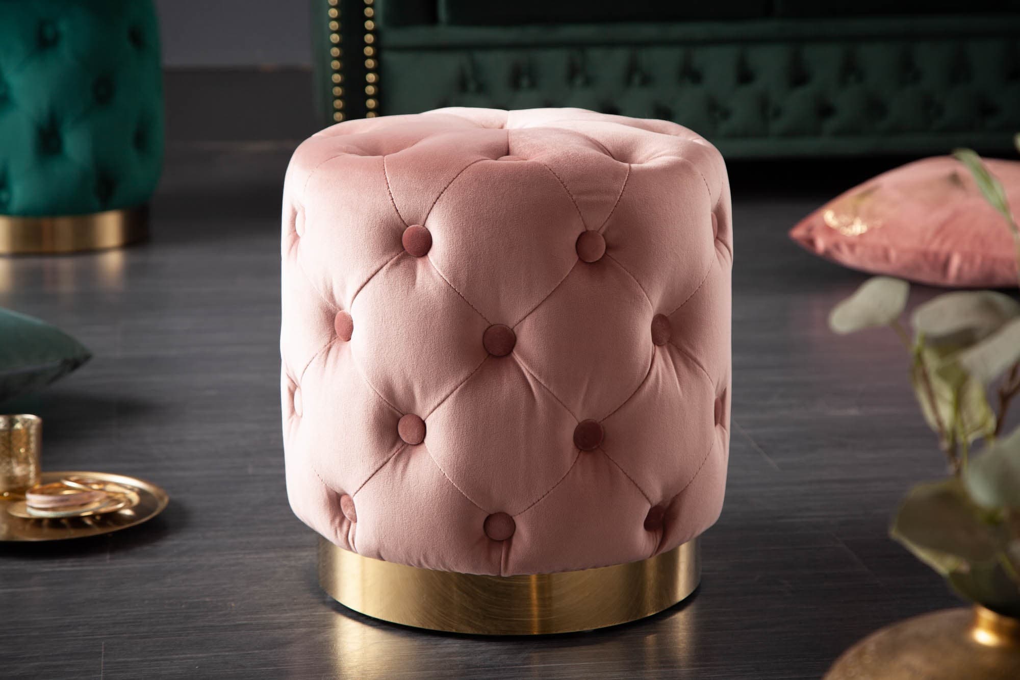 Barokní nadčasová taburetka Modern Barock se sametovým potahem 38cm