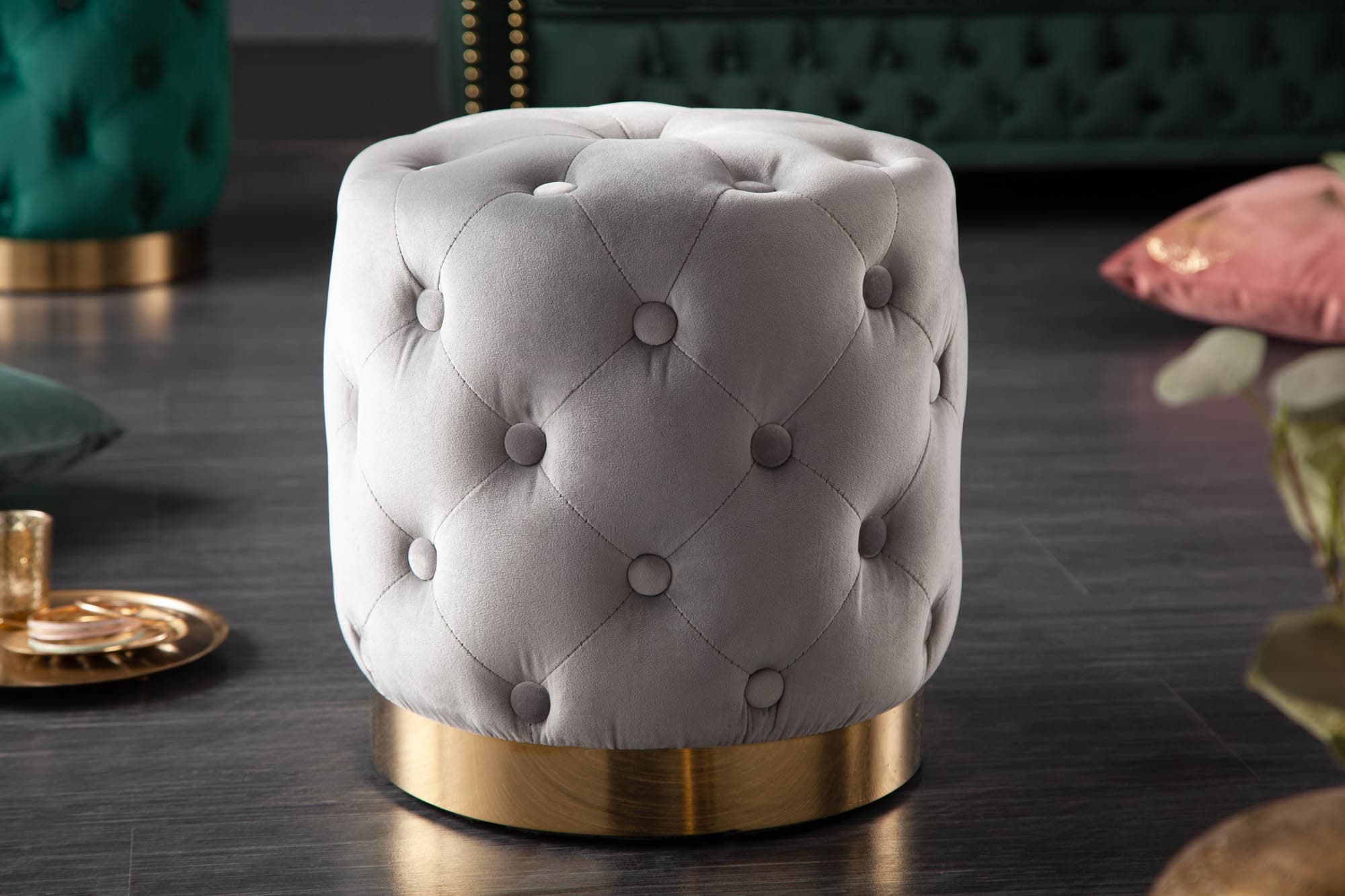 Barokní luxusní taburetka Modern Barock se sametovým potahem 38cm