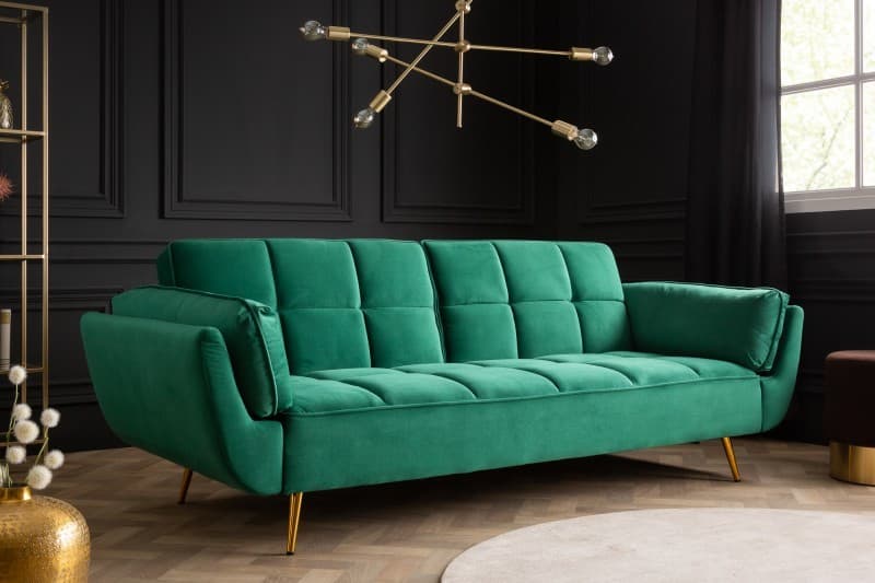 Art-deco designová sedačka Rimadea ve 215cm, Smaragdově zelené