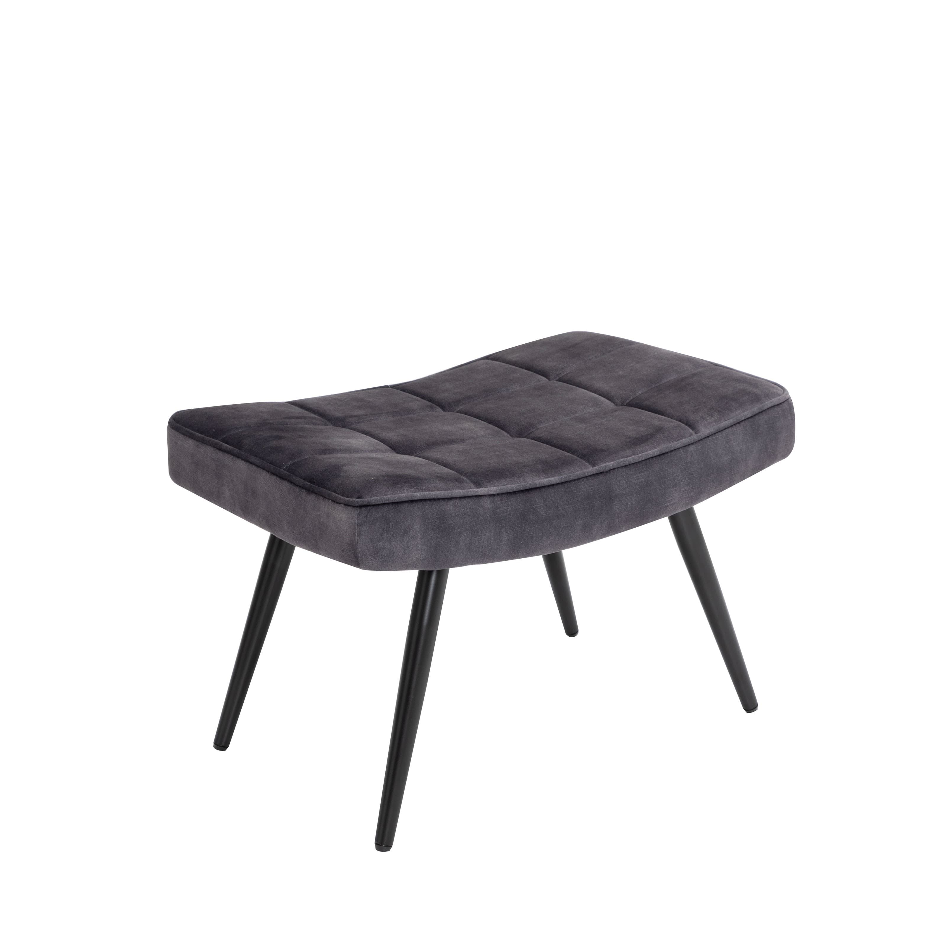 Designová čalouněná taburetka Scandinavia s potahem ze sametu as kovovými nožičkami 61 cm, Šedá