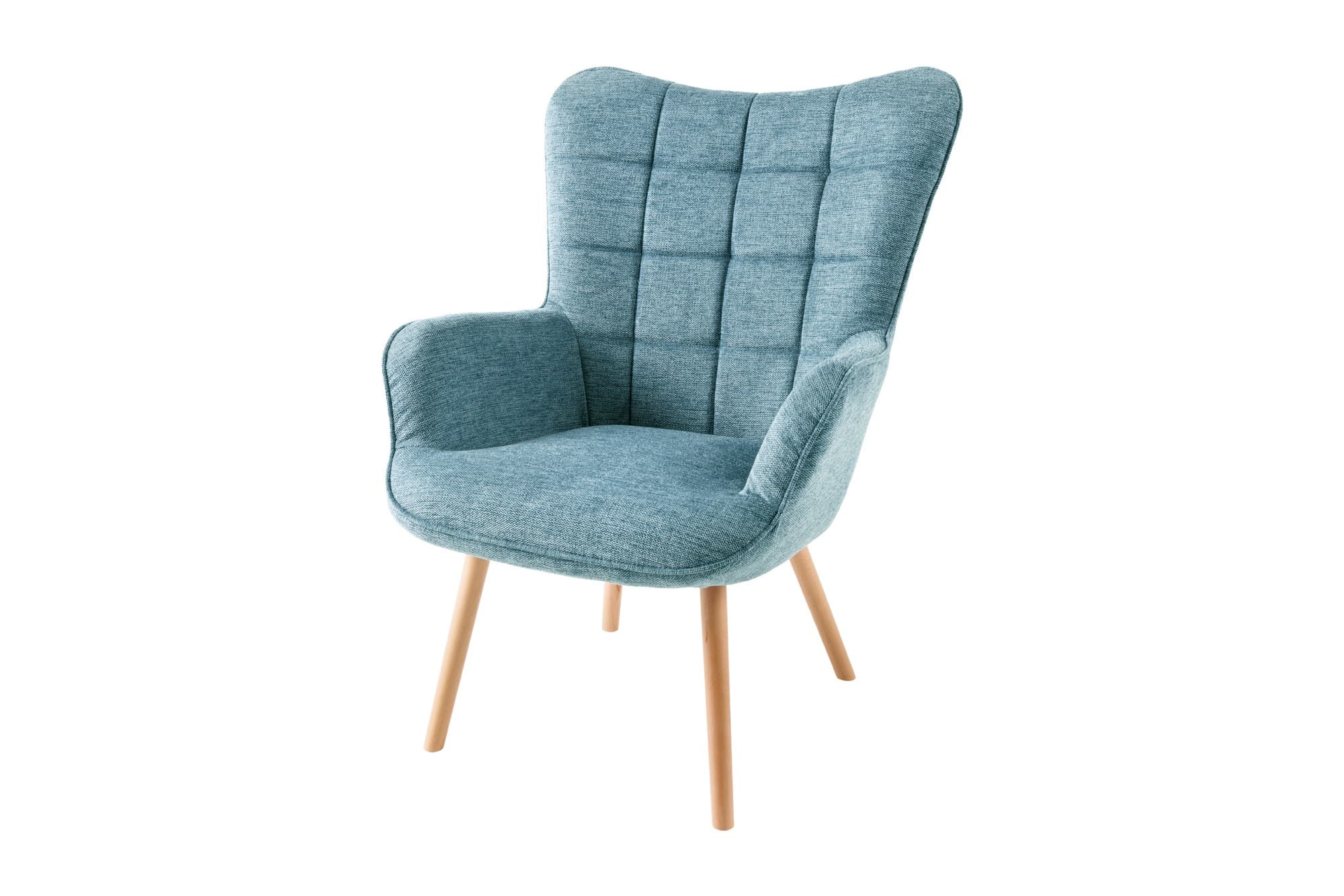 Designové skandinávské křeslo ušák Scandinavia s prošívaným potahem ze strukturované látky 98 cm