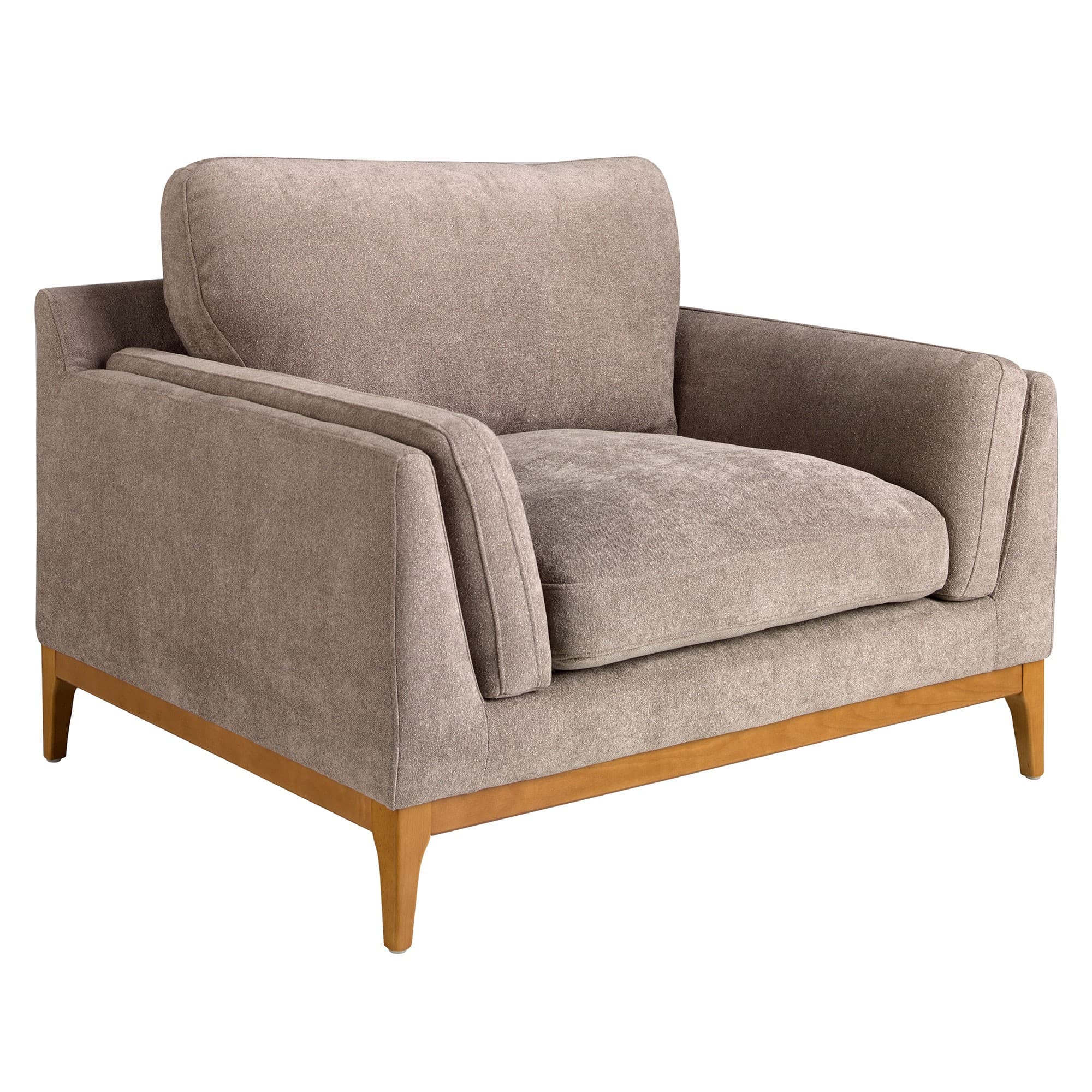 Luxusní moderní křeslo Vita s retro nádechem s dřevěnými nožičkami a textilním potahem 123 cm, Béžová