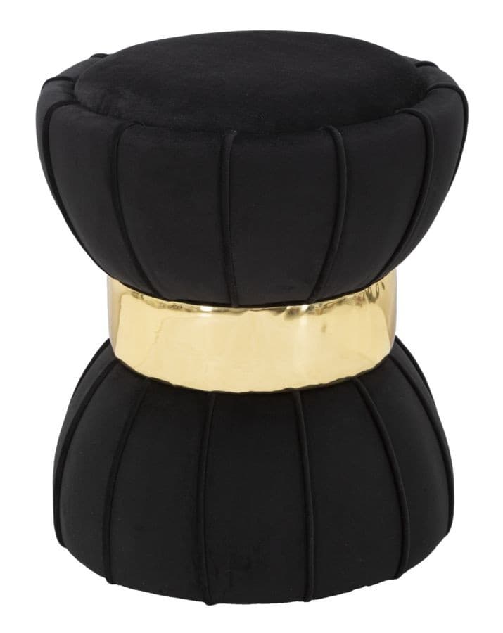 Designová art deco čalouněná taburetka Glamia Tapisé se prvkem a ozdobným prošíváním 40 cm