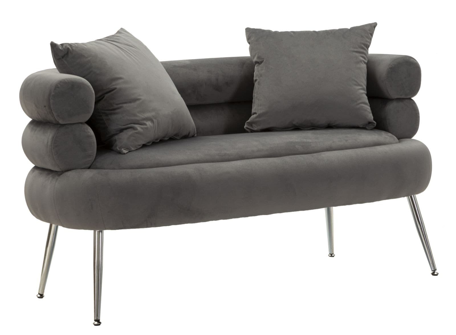 Art deco čalouněná sedačka Taglia s designovou opěrkou a dvěma polštáři s sametovým potahem 133 cm