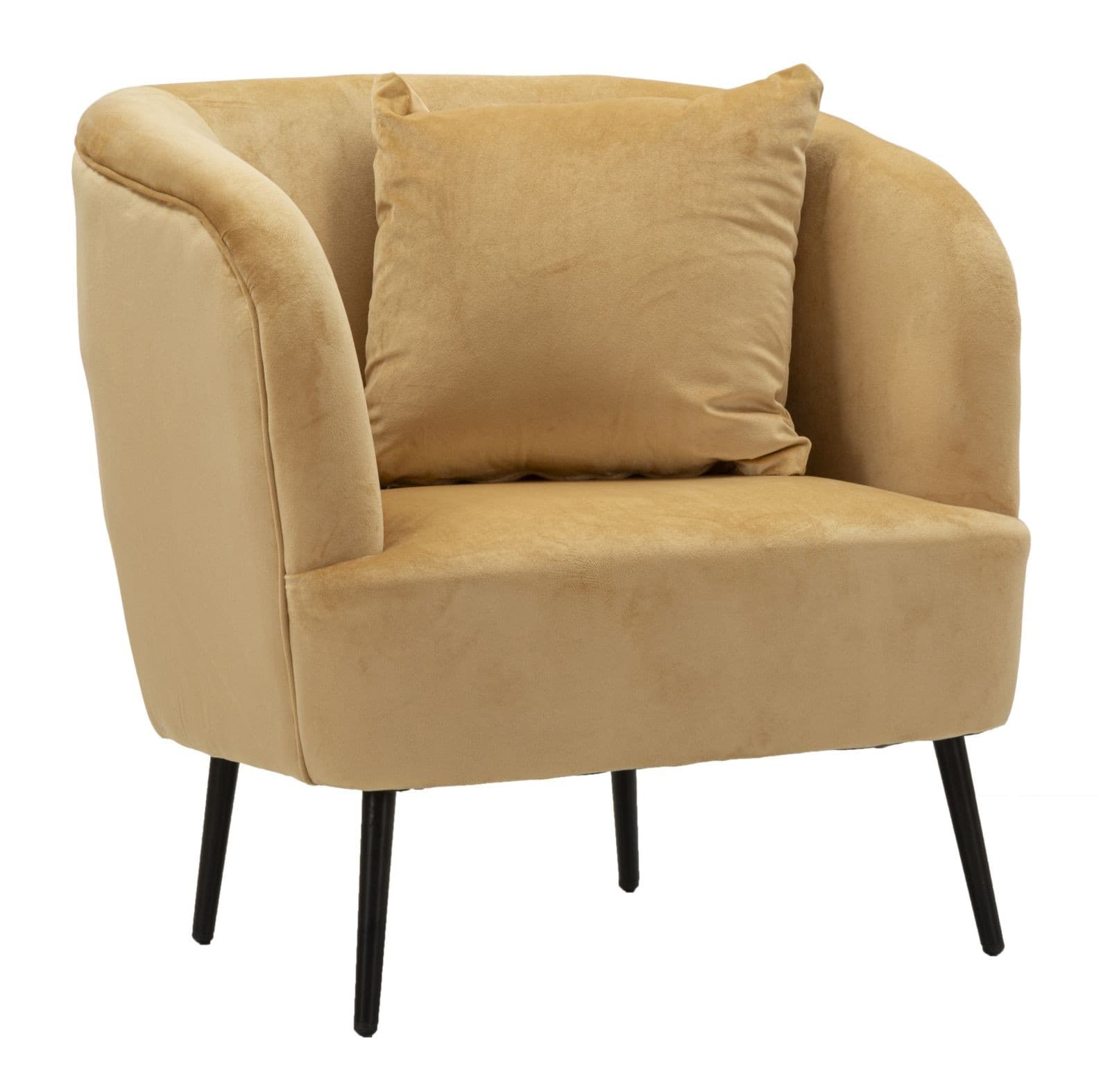 Moderní designové křeslo Cally s polštářem a sametovým potahem s nožičkami 78 cm