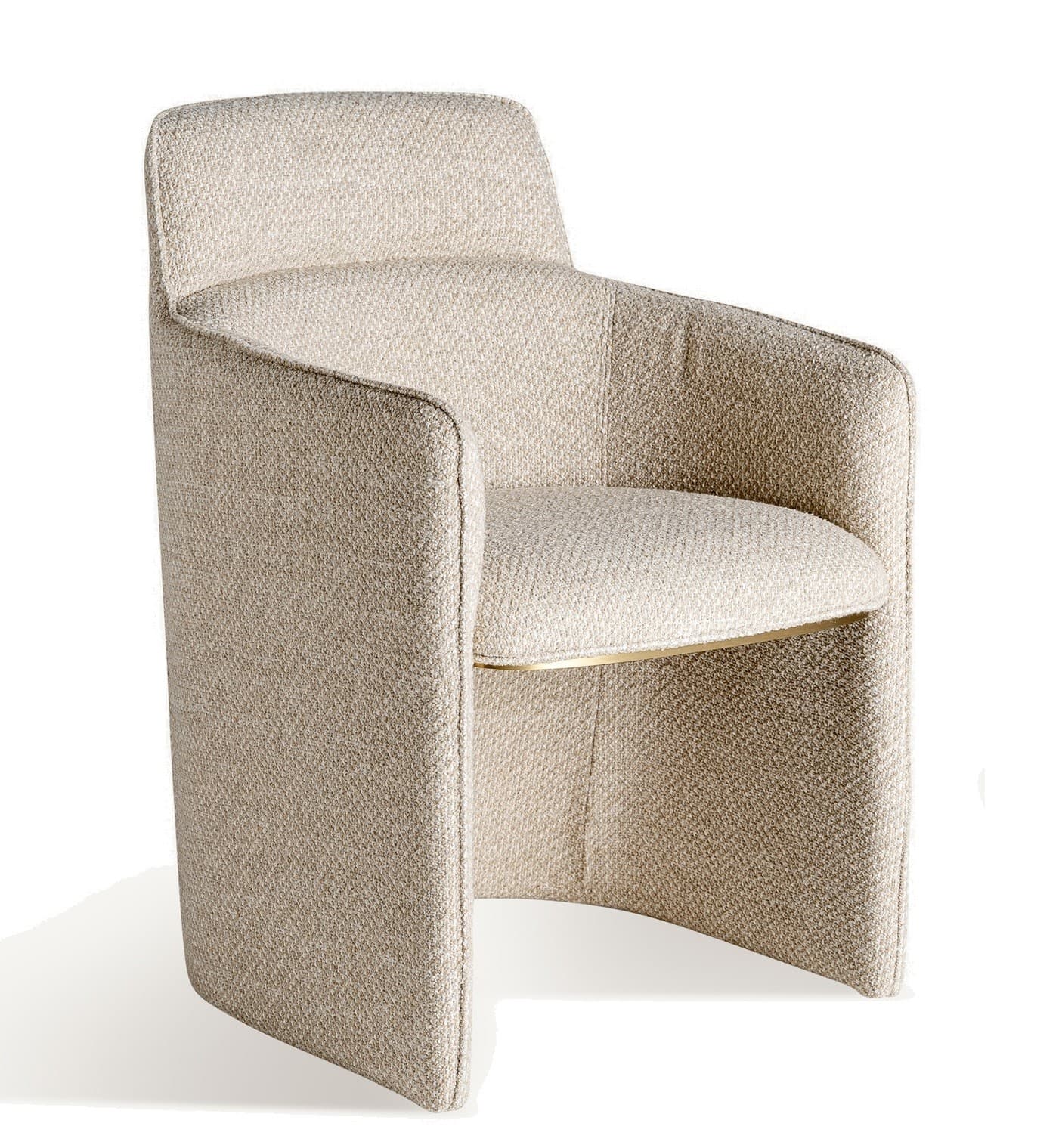 Luxusní art deco čalouněné prošívané křeslo Ria s úzkou konstrukcí a textilním potahem se kovovým detailem 86 cm