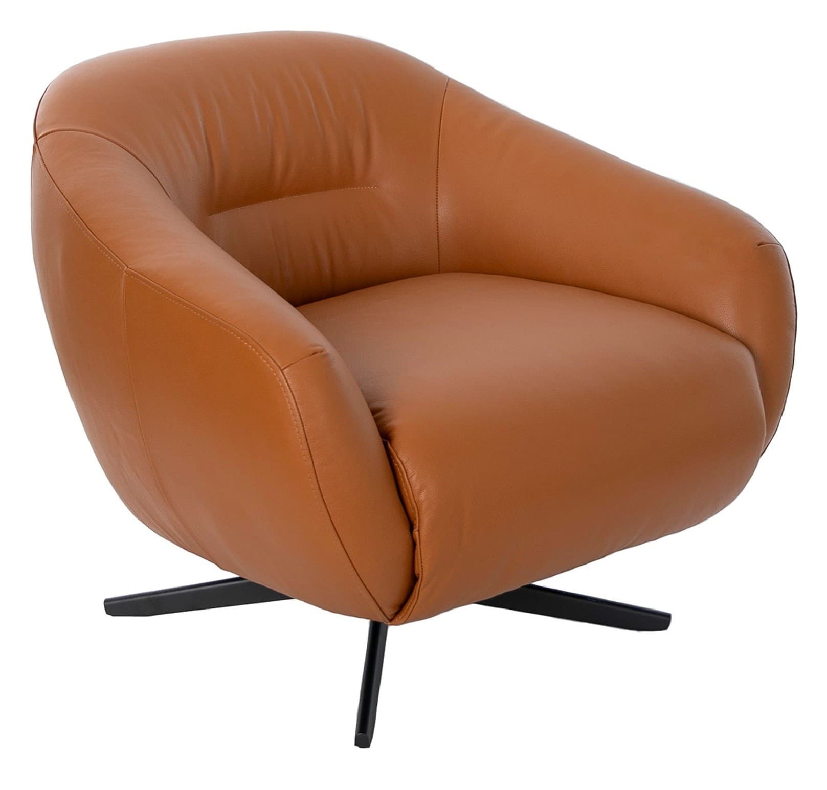 Luxusní moderní otočné křeslo Vita s potahem z kůže a kovovou podstavou 86 cm