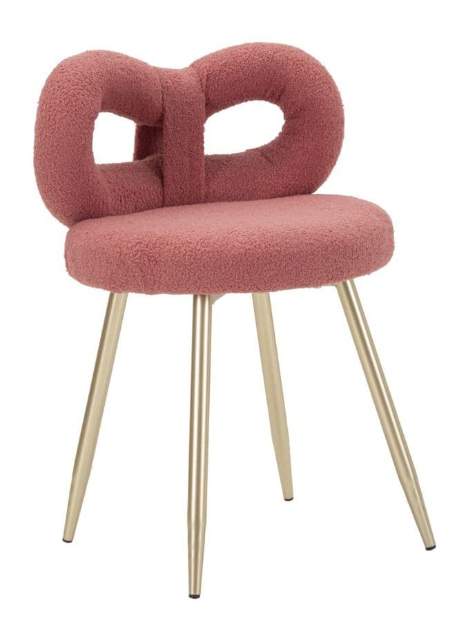 Moderní glamour čalouněná bouclé jídelní židle Janar s potahem a kovovými nožičkami 67 cm