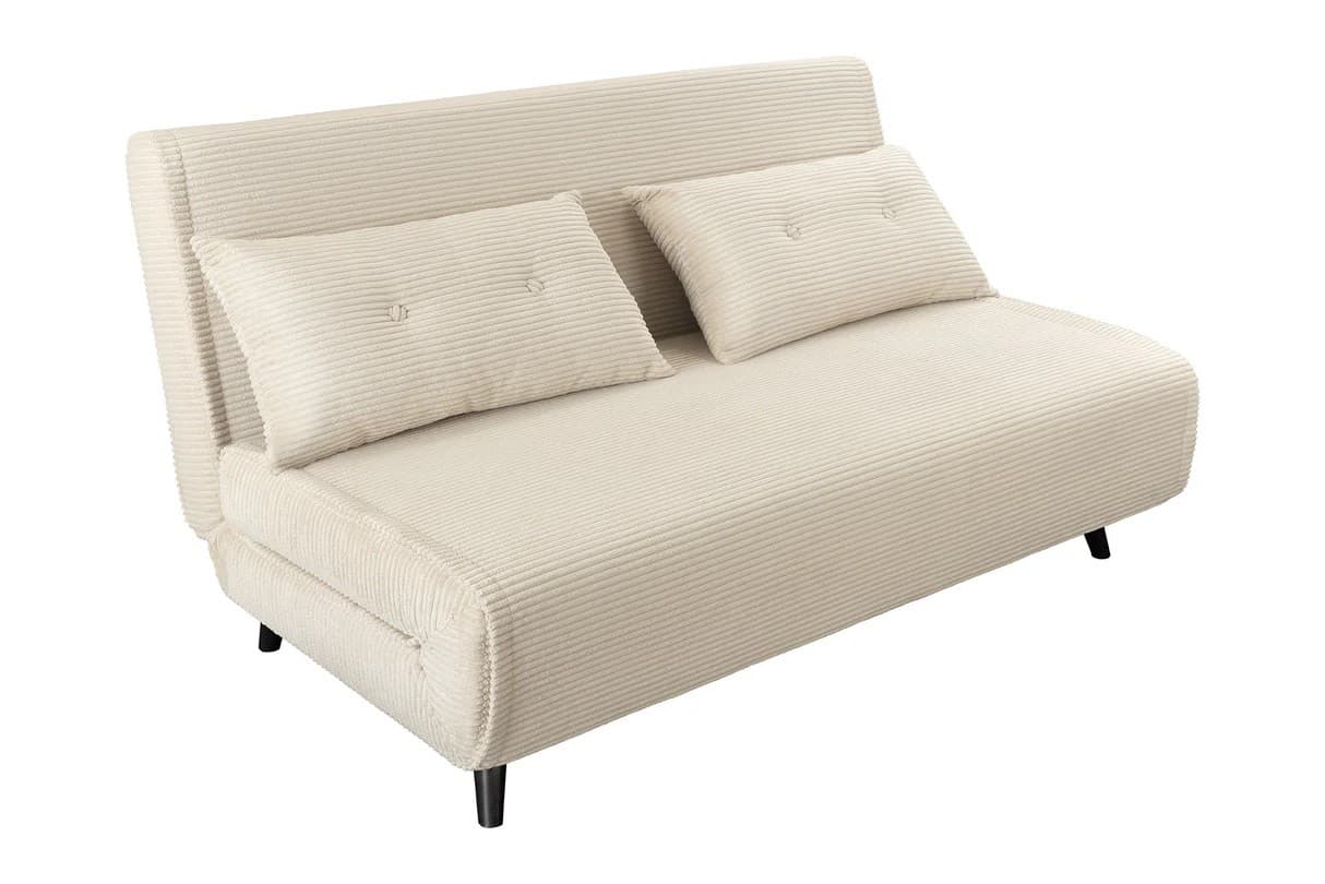 Moderní skandinávské dvoumístě rozkládací křeslo Kurt s kordovým potahem a nožičkami 140 cm, Béžovým