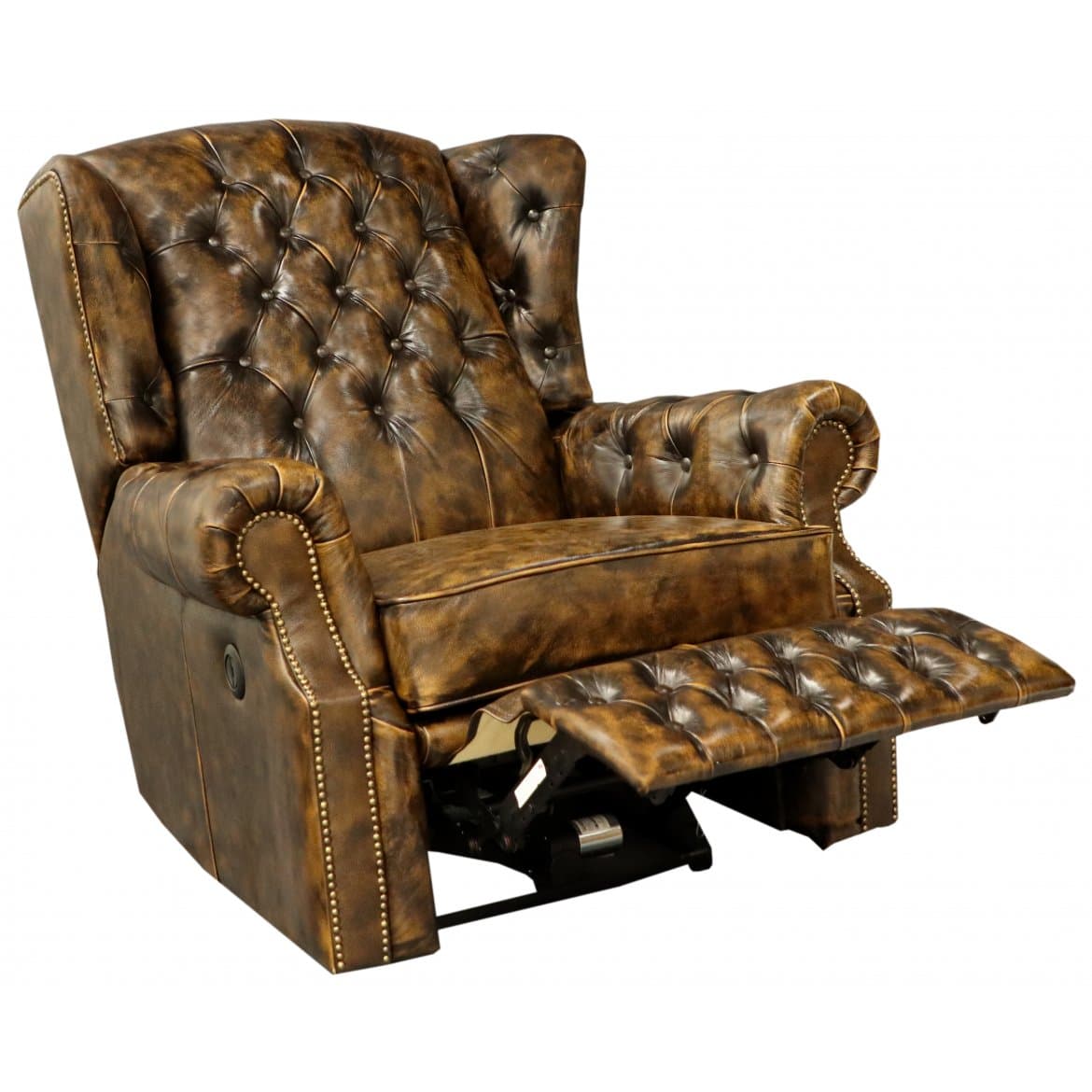 Elektrické polohovací křeslo Chesterfield Stunning z hovězí kůže