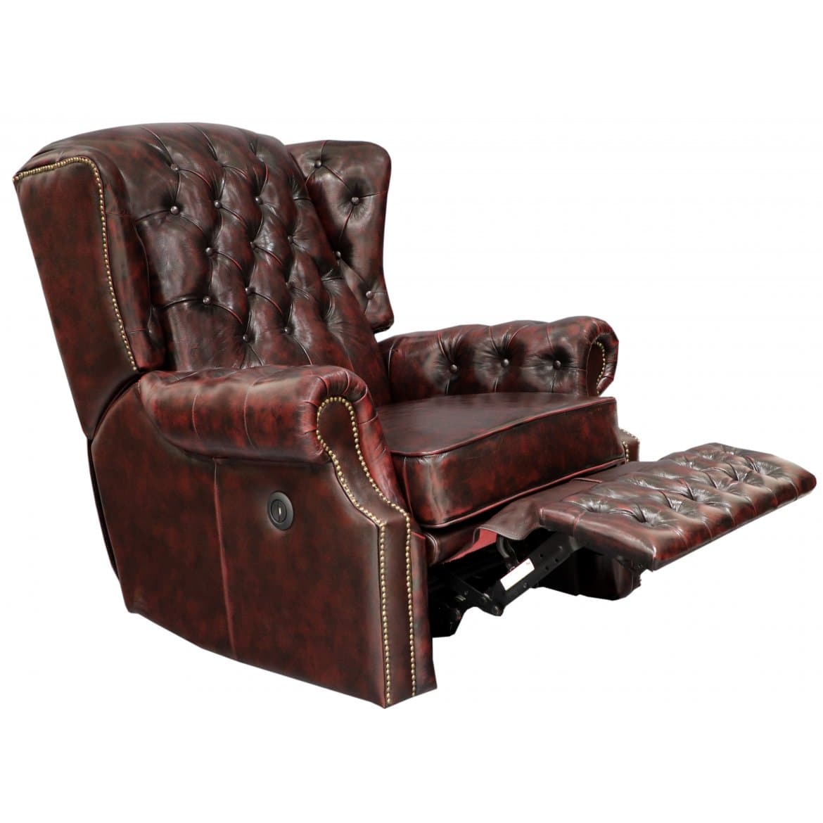 Elektrické polohovací křeslo Chesterfield Stunning z hovězí kůže