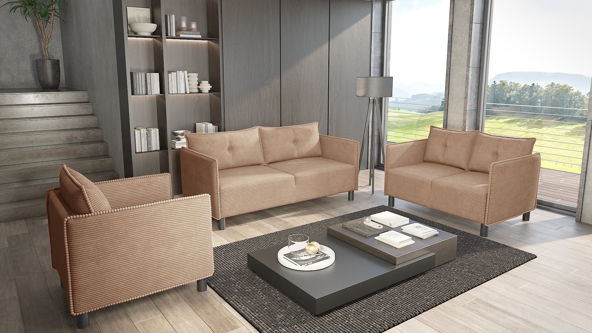 Designová sedací sestava Maella, Béžová
