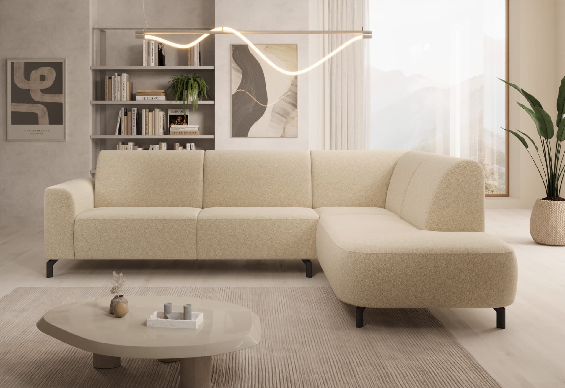 Elegantní sedací souprava Zavaha, Béžová, pravá strana